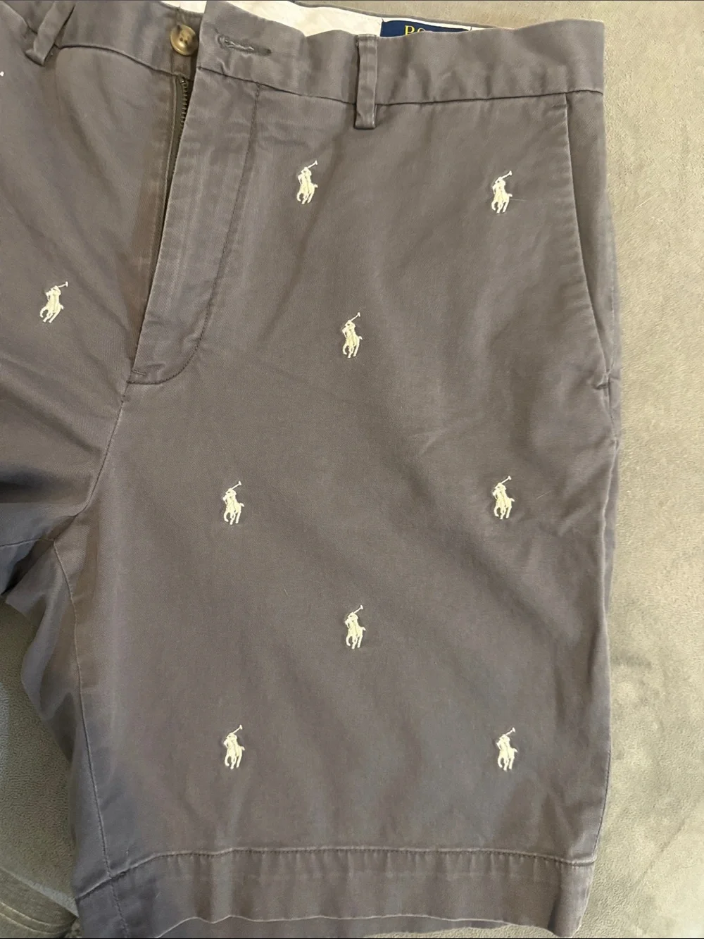 Polo by Ralph Lauren Embroidered Gray Cotton Chino Shorts